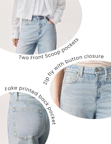 1901 SOCIETY Women's Wide Leg Jeans Look Like Denim Cotton Terry Pull-On Print Denim Sweatpants with Elastic Waistband thumbnail 4