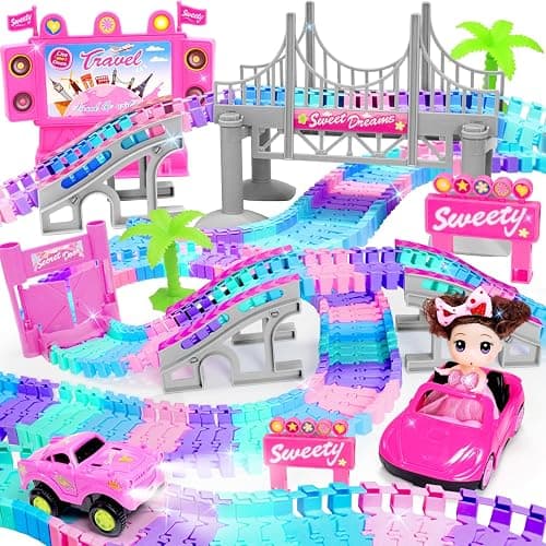 SCKTYZS Car Toys for Girl 4-6,201 PCS Race Car Track for Kids Ages 3-5 Monster Truck 2+ Year Old Birthday Gift,Toddler Cars Toy for 3+ Year Old Girl - Image 1
