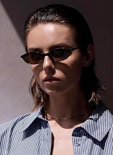 YMRFW Retro Oval Cat Eye Sunglasses for Women Y2k Designer Trendy Narrow Shades UV protection Sun Glasses thumbnail 2