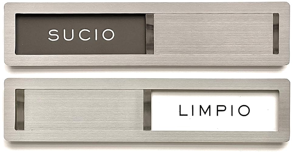 Dishwasher Magnet Clean Dirty Sign (Spanish), Limpio Sucio, Kubik Letters Premium Stainless Steel Grade 304, Kitchen Organizers and Storage Decor Accessories, Extra Adhesive Tapes Included - SPA (Sucio/Limpio) Stainless S. - Image 1