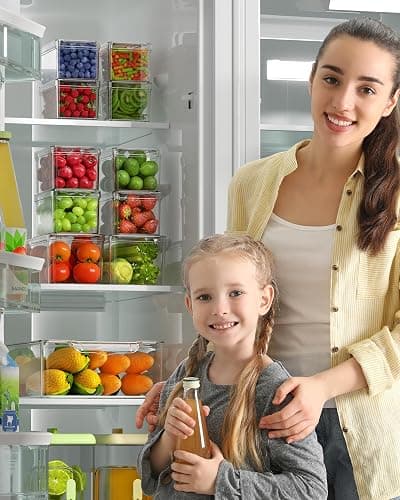 KEMETHY 11 Pack Refrigerator Organizers and Storage, Stackable Fridge Organizer Bins, BPA-Free Clear Plastic Fruit Storage Containers for Fridge, Kitchen, Fruits, Drinks, Produce, Vegetable - 11 Pcs thumbnail 2