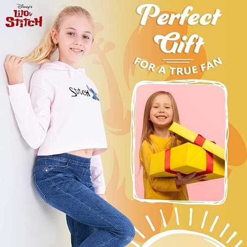 Disney Stitch Hoodie for Girls - Cropped Sweatshirt Fashion Top for Girls and Teenagers 7-14 Years - Stitch Gifts thumbnail 3