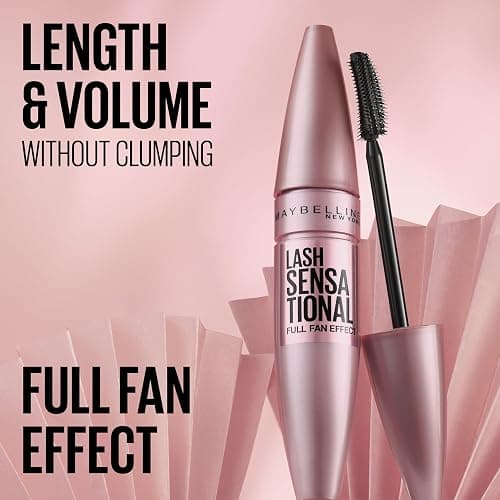 Maybelline Lash Sensational Washable Mascara, Lengthening and Volumizing for a Full Fan Effect, Blackest Black, 1 Count thumbnail 8