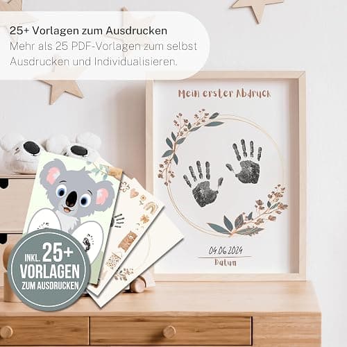 WELTWERK® Wiederverwendbare Stempelkissen für Handabdruck Baby und Fußabdruck Baby - Stempelkissen Kinder ungiftig abwaschbar - Abdruckset (3er-Set) - Set thumbnail 3