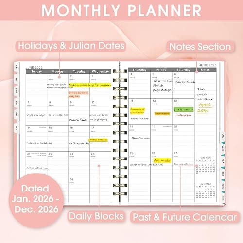 Ymumuda Academic Planner 2026, Daily Weekly and Monthly Calendar Planner (Jan. 2026-Dec. 2026),8.4"×6.3", Hardcover Notebook Teacher Supplies, Premium Thick Paper, Planners for School Work Office thumbnail 3