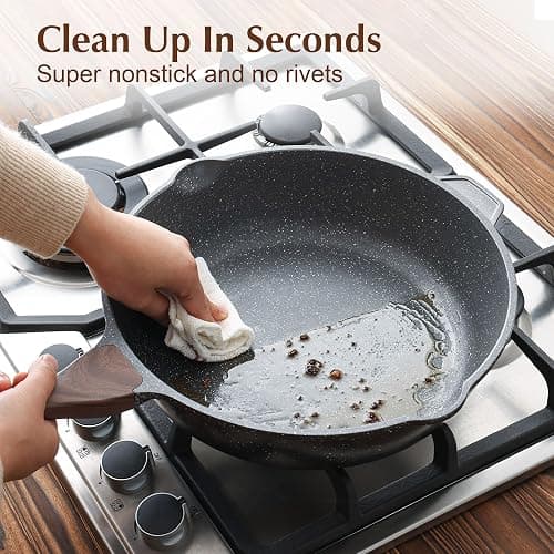 SENSARTE Nonstick Deep Frying Pan Skillet, 11-inch Saute Pan with Lid, Stay-cool Handle, Chef Pan Healthy Stone Cookware Cooking Pan, Induction Compatible thumbnail 6