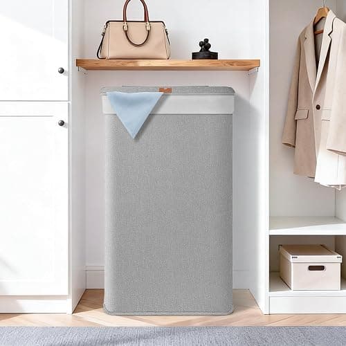 STORAGE MANIAC 2-in-1 Laundry Hamper with Laundry Backpack Bag, 90L Metal Frame Laundry Basket, Dirty Clothes Bag with Shoulder Straps and Mesh Pocket for College, Travel, Laundromat, Apartment, Gray thumbnail 7