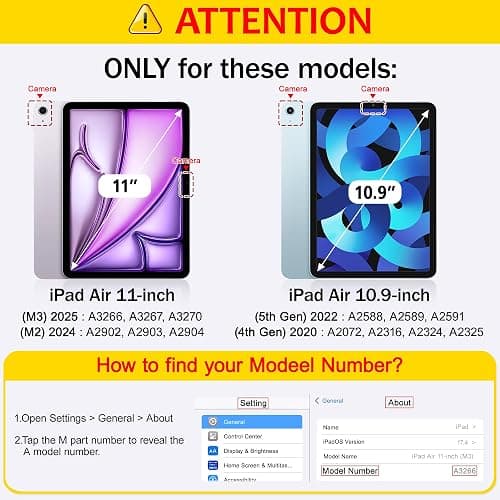 Tuiklol Case for iPad Air 11'' (M3 2025/M2 2024) 6th Gen/iPad Air 10.9'' 2022 2020 5th /4th Gen, Buit in Pencil Holder with Shockproof Cover Clear Back Auto Wake/Sleep, Bow & Rose thumbnail 2