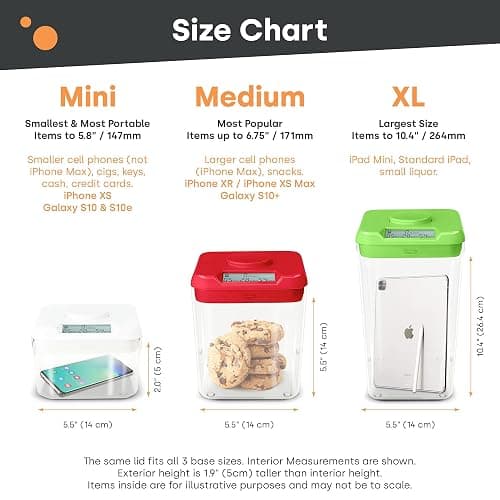 ﻿﻿﻿K-Safe Time Locking Container (Medium), Timed Lock Box for Cell Phones, Snacks, and Other Unwanted Temptations (White Lid + White Base, with Access Port) thumbnail 2