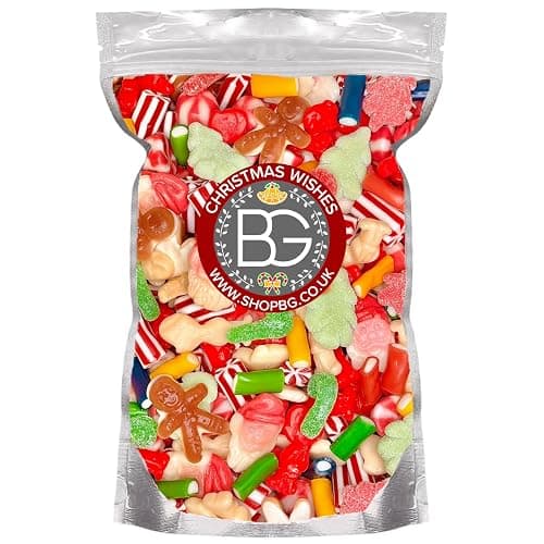 BG Christmas Wishes Pick & Mix Sweets - Retro Xmas Candy Sweeties Christmas Pick n Mix Jelly, Gummy, Fizzy Santa Xmas Assortment, 800g Gift Pouch - Image 1