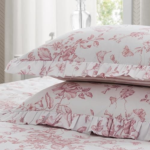 Madison Park Essentials Adele Pink Floral Queen Size Comforter Set – Vintage Bed in a Bag with Sheets, Reversible Ruffle Bedding, Elegant Gift for Her thumbnail 9