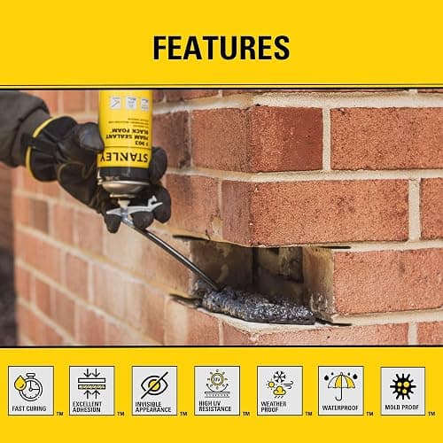 Stanley F903 Black Spray Foam Sealant (2x12oz) – Waterproof Expanding Polyurethane Foam for RV, Pond, Waterfall, Landscape & Automotive Applications – UV Resistant, Gap Filler Foam | 2 Pack thumbnail 8
