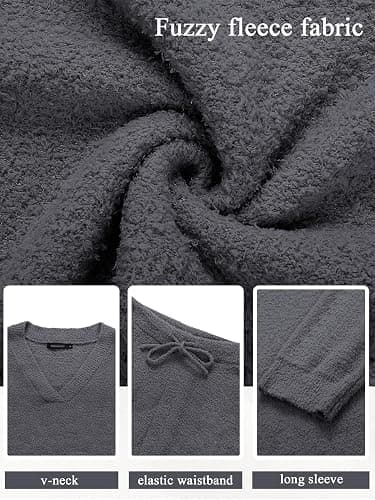 MEROKEETY Women's Fall Lounge Sets 2026 Fashion 2 Piece Outfits Sweater Pajama Set Fuzzy Loungewear Matching Winter Clothes thumbnail 5