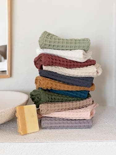 Viva Maison Premium 100% Turkish Cotton Wash Cloths & Face Towels Pack of 8, Luxury Turkish Waffle Washcloth Ideal for Bath, Makeup, Kitchen (Natural, Set of 8 Washcloths) thumbnail 8