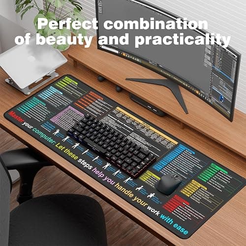Excel Cheat Sheet Desk pad—Contains 9 Major Excel Function modules|Large XL Size（31.5 * 11.8 inch）|Desk mat for Keyboard and Mouse|Work、Study、Gaming Mouse pad|Waterproof、Anti-Slip Large Mouse pad thumbnail 7