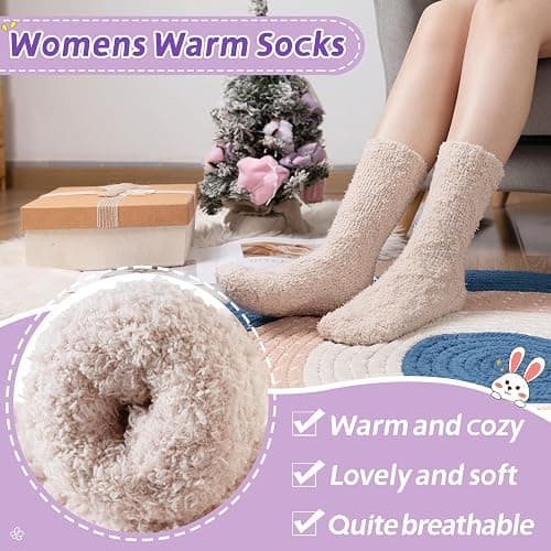 Women Fuzzy Slipper Socks Fluffy Cozy Comfy Cabin Plush Warm Thermal Winter Soft Home Sleep Socks thumbnail 2