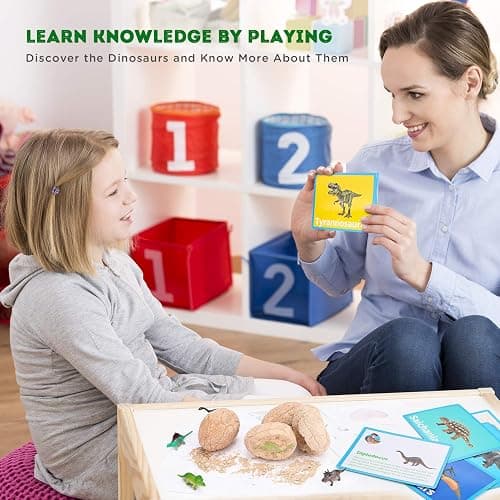 Dig Up Dinosaur Fossil Eggs, Break Open 12 Unique Eggs and Discover 12 Cute Dinosaurs, Easter Digging Toy for 3 4 5 6 7 8 9-12 Year Old Boys Archaeology Science STEM Gift thumbnail 6