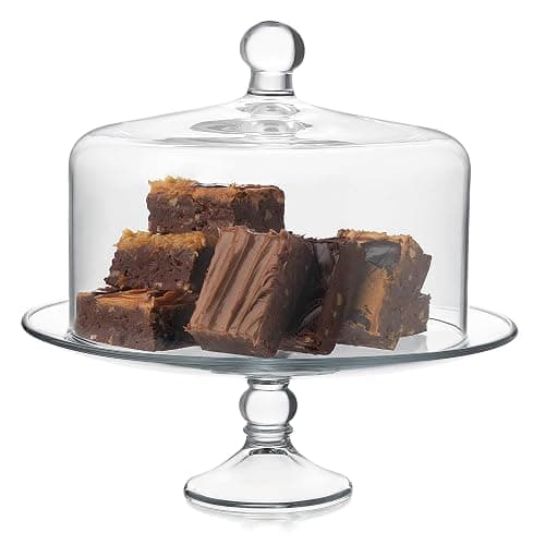 Libbey Selene Glass Cake Stand with Dome Lid, Elegant Curved Footed, Covered Cake Stand, Versatile Serving Dish for Variety of Desserts and More thumbnail 7