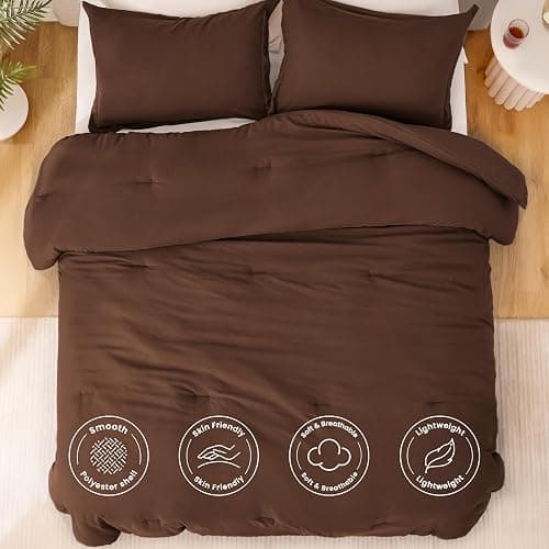 Love's cabin Brown Twin/Twin XL Comforter Set, 2-Piece Prewashed Bed Set with 1 Comforter (66 x 90 in) & 1 Pillowcase, Lightweight & Breathable for All Seasons thumbnail 3
