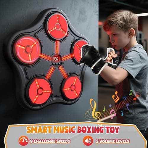Scvcid Cool Boxing Machine Toys for Kids Aged 3-12, Wall-Mounted Smart Bluetooth Punching Bag, Boxing Training Equipment with Boxing Glove, Birthday Gifts for 3 4 5 6 7 8 9 10 11 12 Year Old Boys thumbnail 4