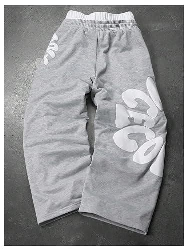 SHENHE Men's Y2k Graphic Baggy Sweatpants Wide Leg Open Bottom Drawstring Sweatpants with Pockets thumbnail 2
