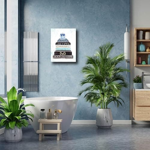 Meetdeceny Fashion Women Canvas Wall Art Blue Bathroom Wall Art Decor Aesthetic Room Decor for Teen Girls Bathroom Pictures for Wall 12x16 Inch thumbnail 2