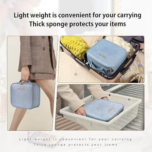 PRALENA Portable Travel Makeup Bag with Mirror and Light - 3 Colors,Adjustable Brightness Spacious Cosmetic Organizer,Mermaid Shine Blue thumbnail 7