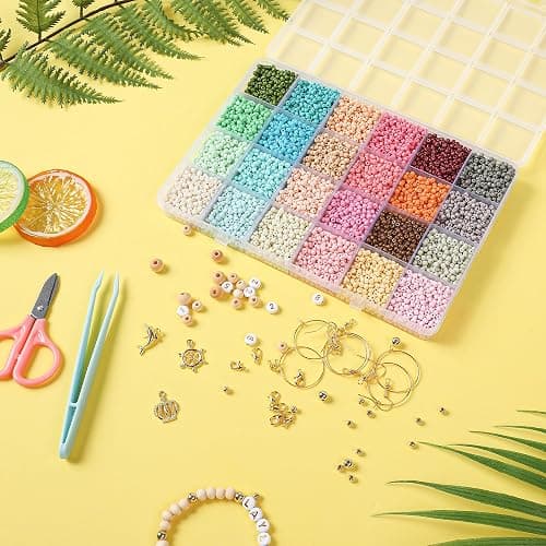 WHCPCYO 12000 Stück 24 Farbe Selber Machen Perlen für Armbänder 3mm Set Zum Auffädeln, Mit Nummer Buchstaben, Holz Perlen, Geschenkidee für Weihnachten, Urlaub, Geburtstage, Partys, Belohnungen thumbnail 2