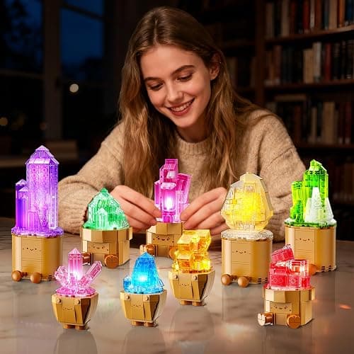 CUBIMANA Mineral Collection 3.6MM Mini Building Set for Adults with LED Light, 9 Pack Crystals Flower Botanical Bonsai Building Block for Home Office Decor, Christmas Birthday Gifts for Teens 1170PCS thumbnail 5