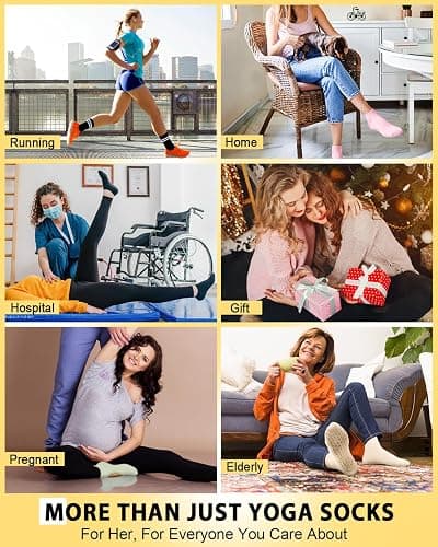 Aoliks 6 Pairs Pilates Grip Socks for Women, Non-slip Yoga Athletic Socks for Barre Ballet Barefoot Workout Hospital thumbnail 6