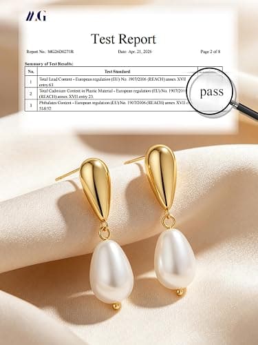 POAIIU Pearl Earrings for Women,14K Gold/Silver Plated Dangle Drop Earrings | Dangling Hypoallergenic Lightweight Dainty Wedding Bridesmaid Jewelry Gift thumbnail 6