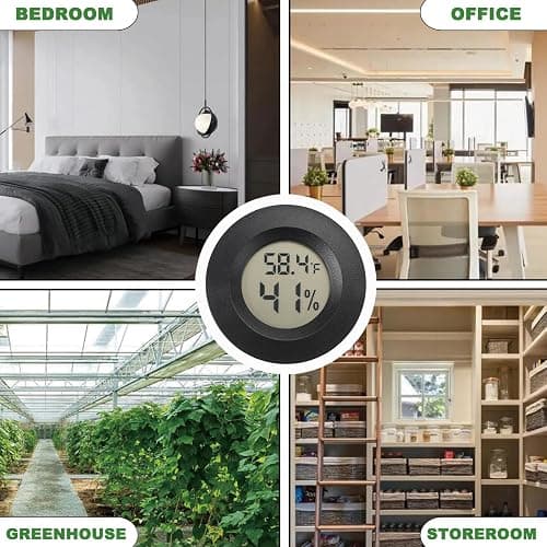 Mini Hygrometer Thermometer Digital Humidity Meter Indoor/Outdoor Humidity Monitor Reptile Thermometer for Humidors Greenhouse Garden Cellar Fahrenheit(℉)/ Celsius(℃) 2 Pack thumbnail 6