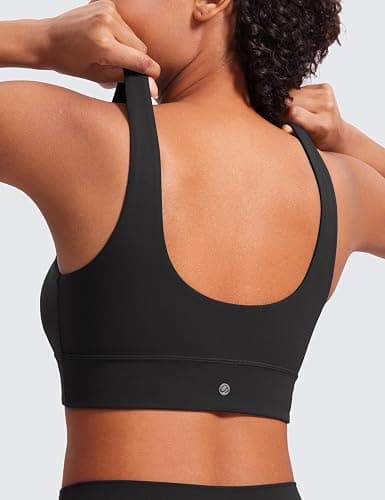 CRZ YOGA Butterluxe U Back Longline Sports Bras for Women - Scoop Neck Padded Yoga Workout Crop Top with Built in Pads thumbnail 4
