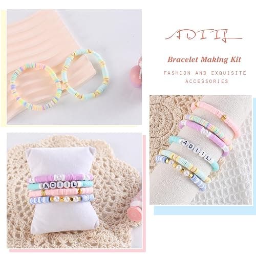 ADIIL 7200pcs Clay Beads Bracelet Making Kit, 6mm Polymer Heishi Beads for Jewelry Making, Friendship Bracelet Kit Birthday Gift for Adults Colorful thumbnail 6