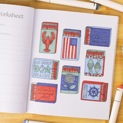 Coastal Americana Coloring Book by Elyse Breanne Design | 40 Single-Sided Pages, Nautical, Beachy and Summer Designs for Adults & Teens (8.5x10") thumbnail 11