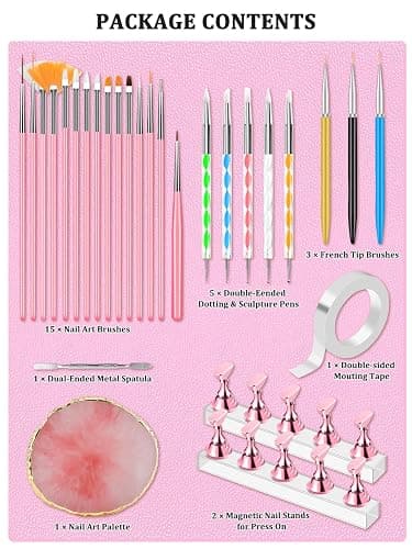YOOVR Nail Art Design Tools, Nail Stand Holder for Painting Nails, Nail Art Brushes, Nail Dotting Sculpting Gel Tool, French Tip Tool Liner Brushes, Nail Art Palette Spatula, Nail Stuff for Nail Techs thumbnail 2