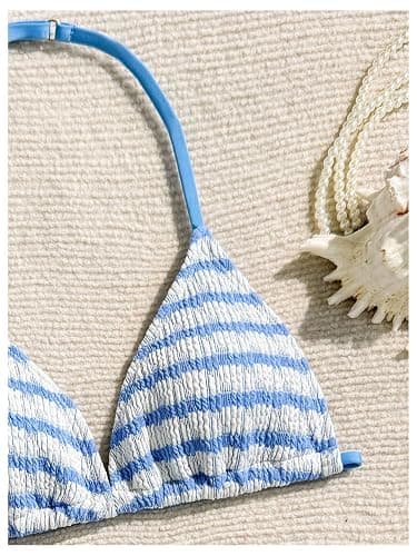 RoseSeek Girl's Tie Dye Smocked 2 Piece Swimwear Sets Backless Halter Bikini Cute Brief Bathing Suit thumbnail 5