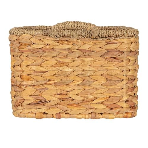 Household Essentials Rectangular Handwoven Water Hyacinth and Seagrass Basket with Handles, Natural thumbnail 10