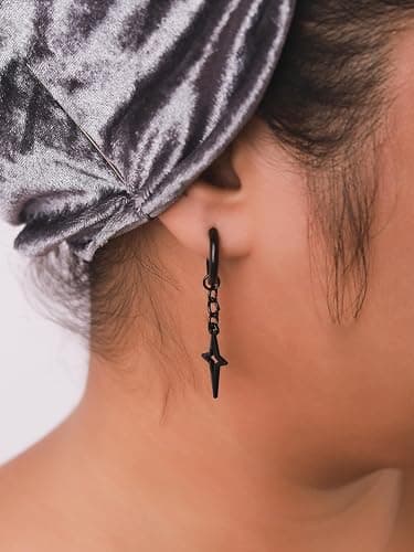 Sacina Gothic Y2k Spike Star Hoop Earrings, Y2K Emo Punk Grunge Goth Earrings, Halloween Christmas Jewelry Gift For Women thumbnail 4