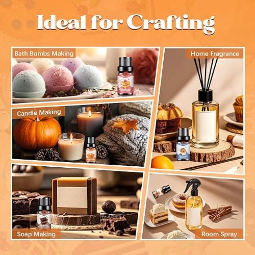 Bakery Essential Oils Set,Premium Fragrance Oil for Diffusers, Scents for Candle & Soap Making, Pumpkin Pie, Cream Vanilla, Gingerbread,Cinnamon Sugar Donut and Cake More 10x5ml,Aromatherapy Oils thumbnail 7