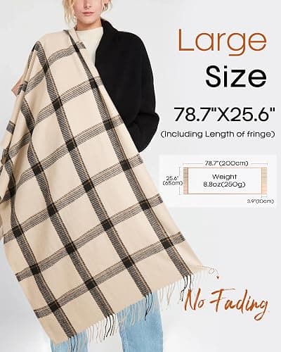 FURTALK Winter Scarf for Women Shawl Cashmere Feel Tassel Plaid Large Oversized Scarves Wraps thumbnail 3