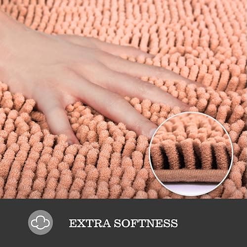 Yeaban Dusty Pink Bathroom Rugs 17"x24",Chenille Bath Mats,Absorbent and Washable Bath Rug Non-Slip, Extra Soft Rugs for Bathroom Floor,Tub,Shower and Sink thumbnail 2