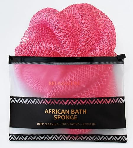 SHOWER | Amazon | African Net Sponge Authentic - Real African Exfoliating Sponge with Knots - African Net Washcloths for Body Scrubber Exfoliator - Back Scrub for Shower - Pink - Image 1