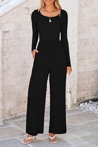 PRETTYGARDEN Womens Jumpsuits Dressy Casual Fall Fashion 2025 Trendy Long Sleeve Wide Leg Rompers Spring Work Office Outfits thumbnail 8