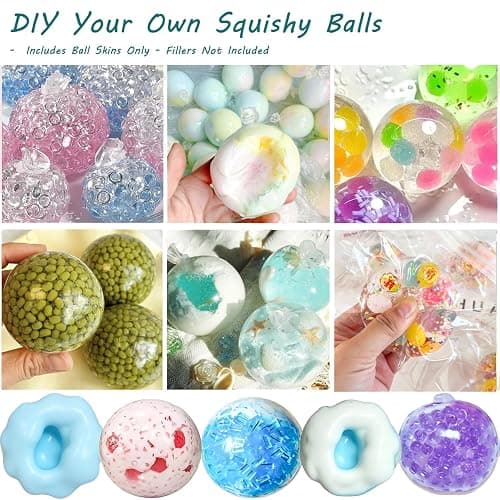 20CPS DIY Stress Ball Making Kit , Empty Stress Ball Skin with Expander & Vacuum Tool, Complete Squishy Maker Kit for Adults Kids (A- (Clear 4cm, 6cm, Barbed 6cm, White 6cm)) thumbnail 4