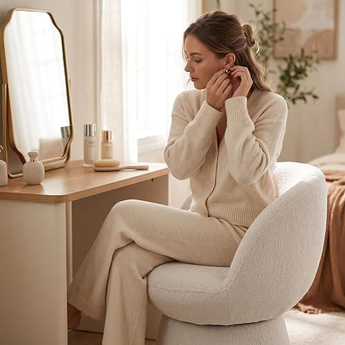  White Swivel Vanity Chair  thumbnail 8