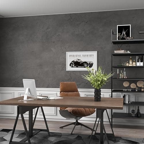 16"×354" Dark Grey Black Concrete Wallpaper Peel and Stick 3D Thick Faux Concrete Cement Contact Paper Vinyl Wrap Stained Matte Textured Waterproof Wall Sticker for Walls Bathroom Garage Living Room thumbnail 7