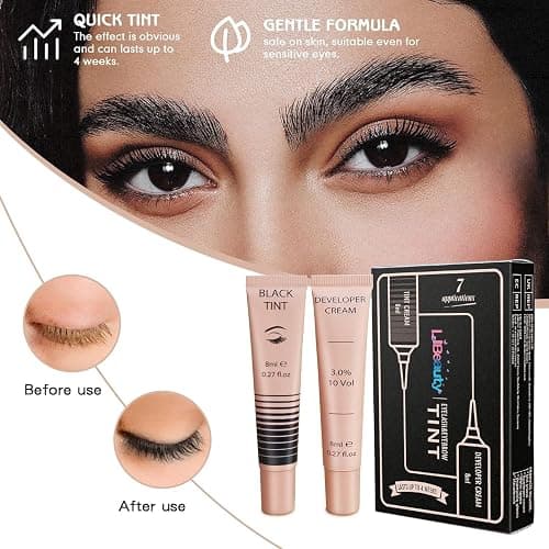 Libeauty Eyelash Tint Kit Instant Eyebrow Black Dye Hair Colour Kit Voluminous Tinting for Lash and Brow Perfect Partner for Lash Perm/Lift/Lamination Treatment thumbnail 4