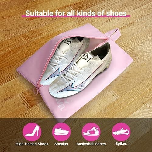 ourkiss Smell-Proof Cleat Bags for Sports - Durable Soccer Cleat Bag & Track Spike Bag | Water-Resistant Shoe Bags for Travel, Gym, Golf & Storage Esse Pink thumbnail 6