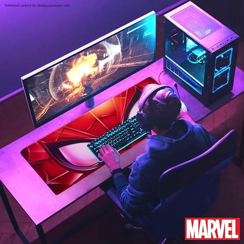Marvel Spiderman Desk Mat Large Mouse Mat 31.2 x 13.9” Desk Protector Mat PC Laptop Keyboard Gaming & Office Supplies Non Slip - Spiderman Gifts for Men (Red Spiderman) thumbnail 2
